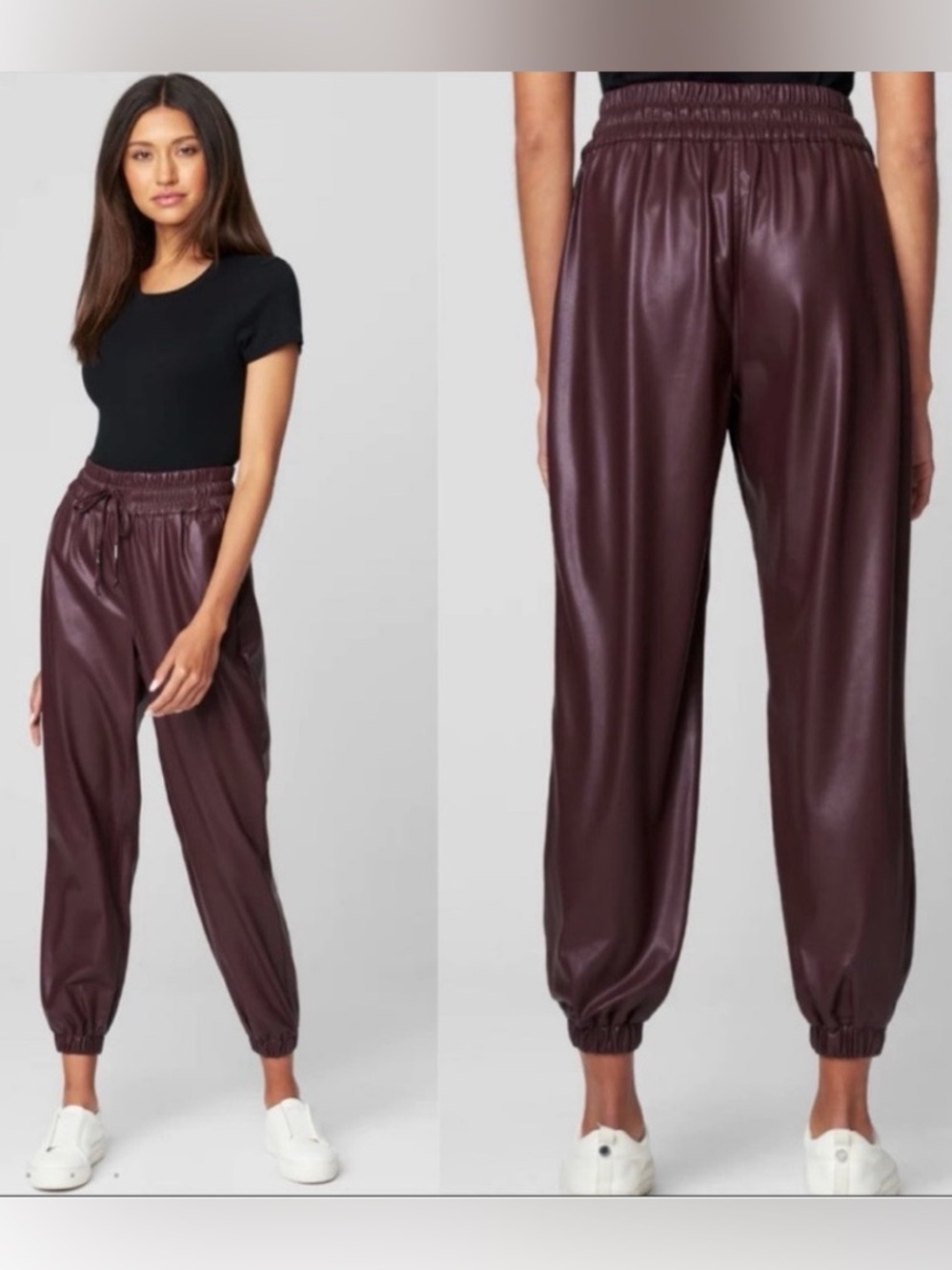 Blank NYC Faux Leather Joggers Grape Shake NWT Vegan Pants Drawstring XS